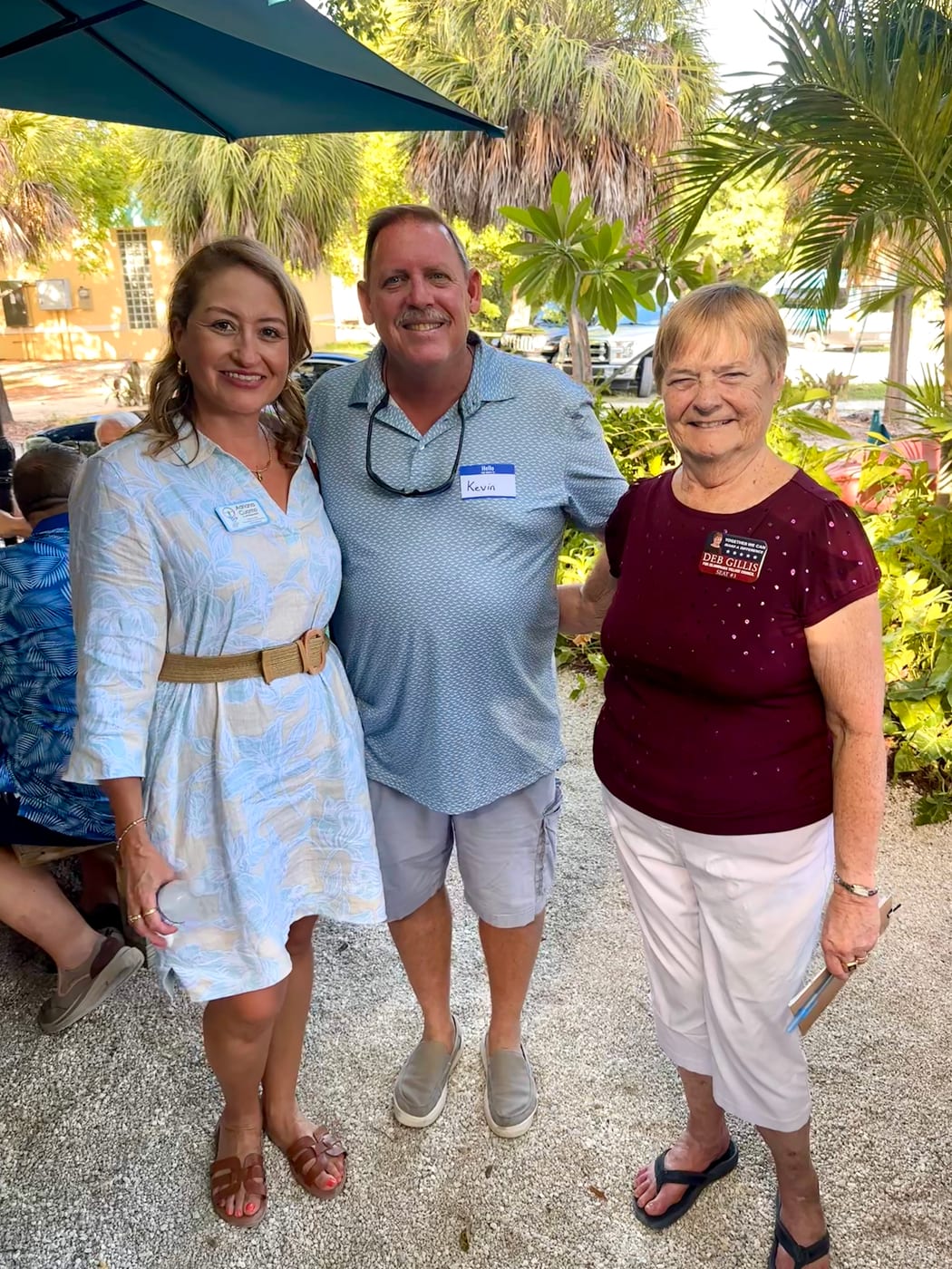 Adriana, Kevin & Deb at Rain Barrel Village with the Islamorada Chamber