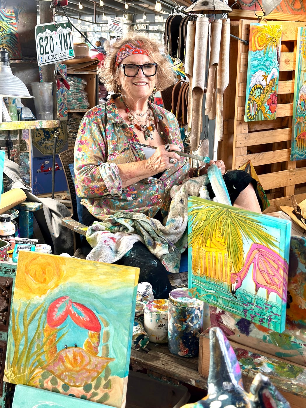 Artist Barbara Weingardt at Robbie's of Islamorada