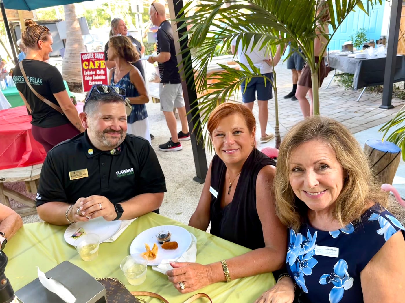 Bradley, Sabine & JoNell at Rain Barrel Village with the Islamorada Chamber