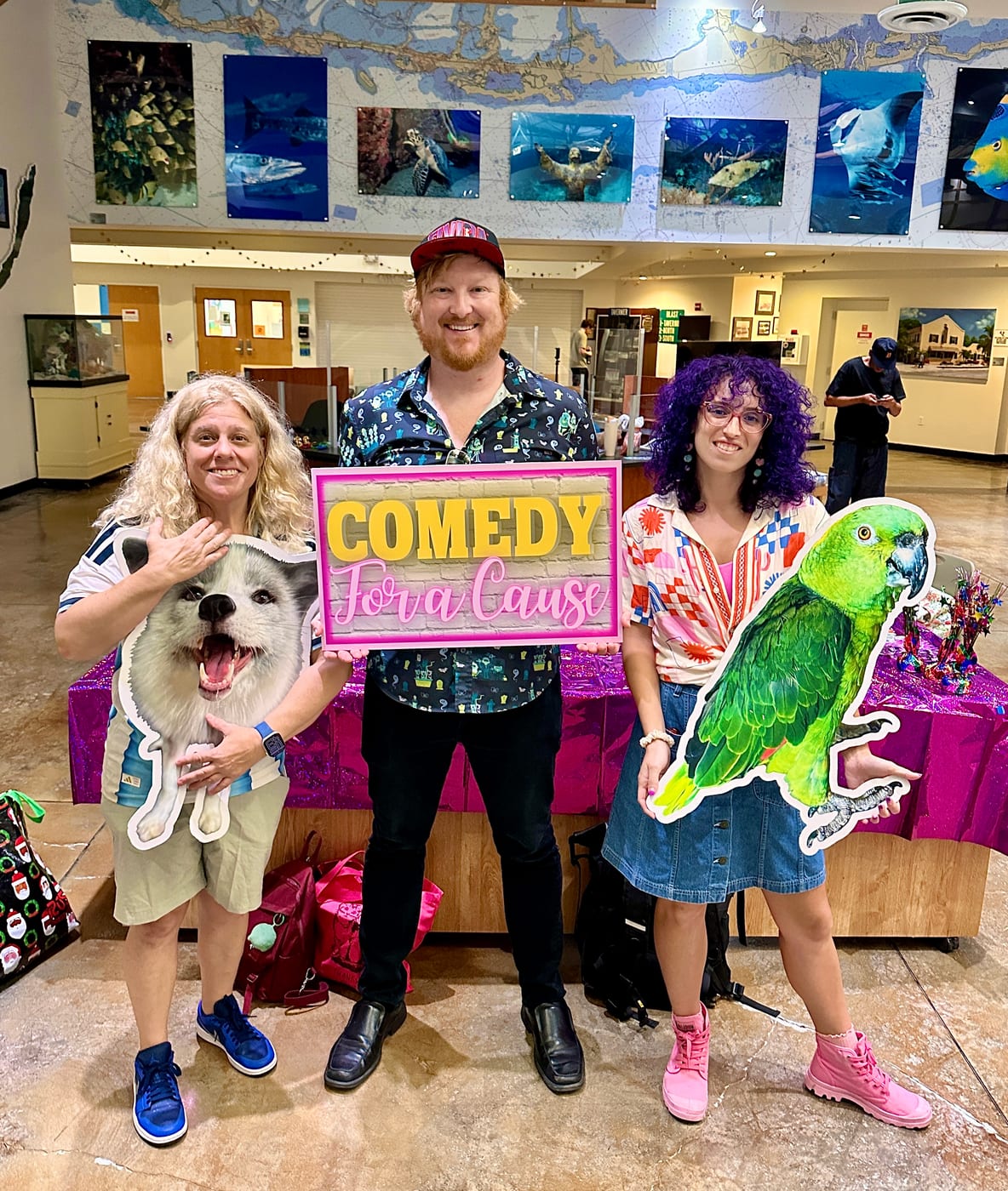 Gwen Filosa, Steven Crane & Theresa Chiechi, Comedy for a Cause event